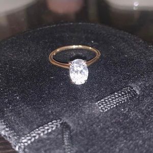 Moissanite ring yellow gold band with paperwork